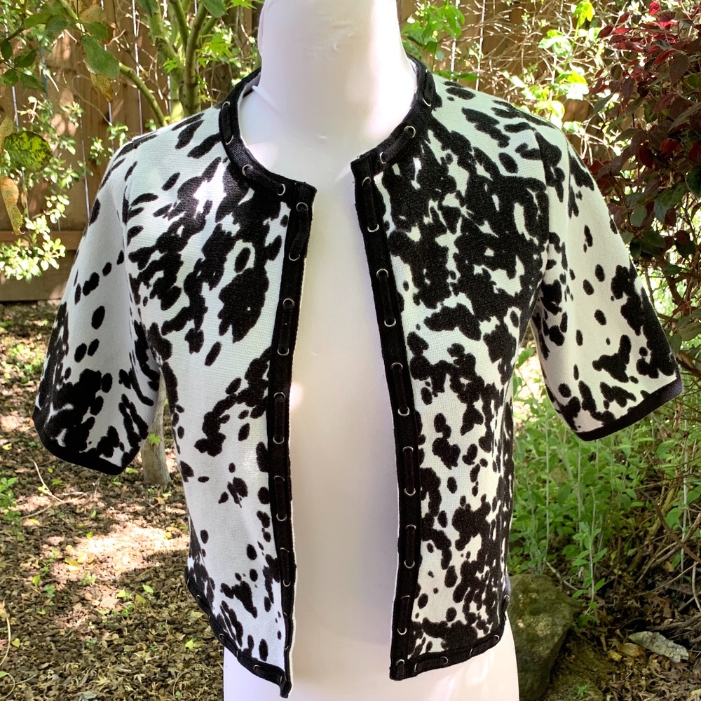 Chico's Animal print black/White cardigan Sz 4